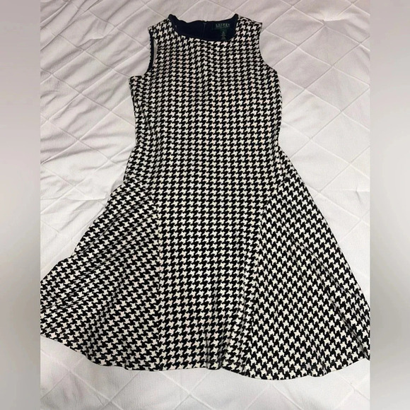 LAUREN Ralph Lauren Houndstooth Print Sleeveless Flare Skater Dress Size PS - Picture 5 of 6